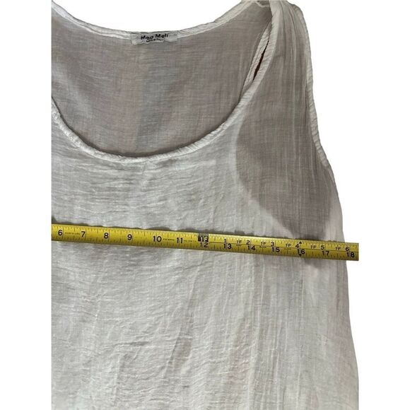 Meo Meli Italy White Cotton Long Tunic Top Sleeveless Unsized Slits - Picture 5 of 8